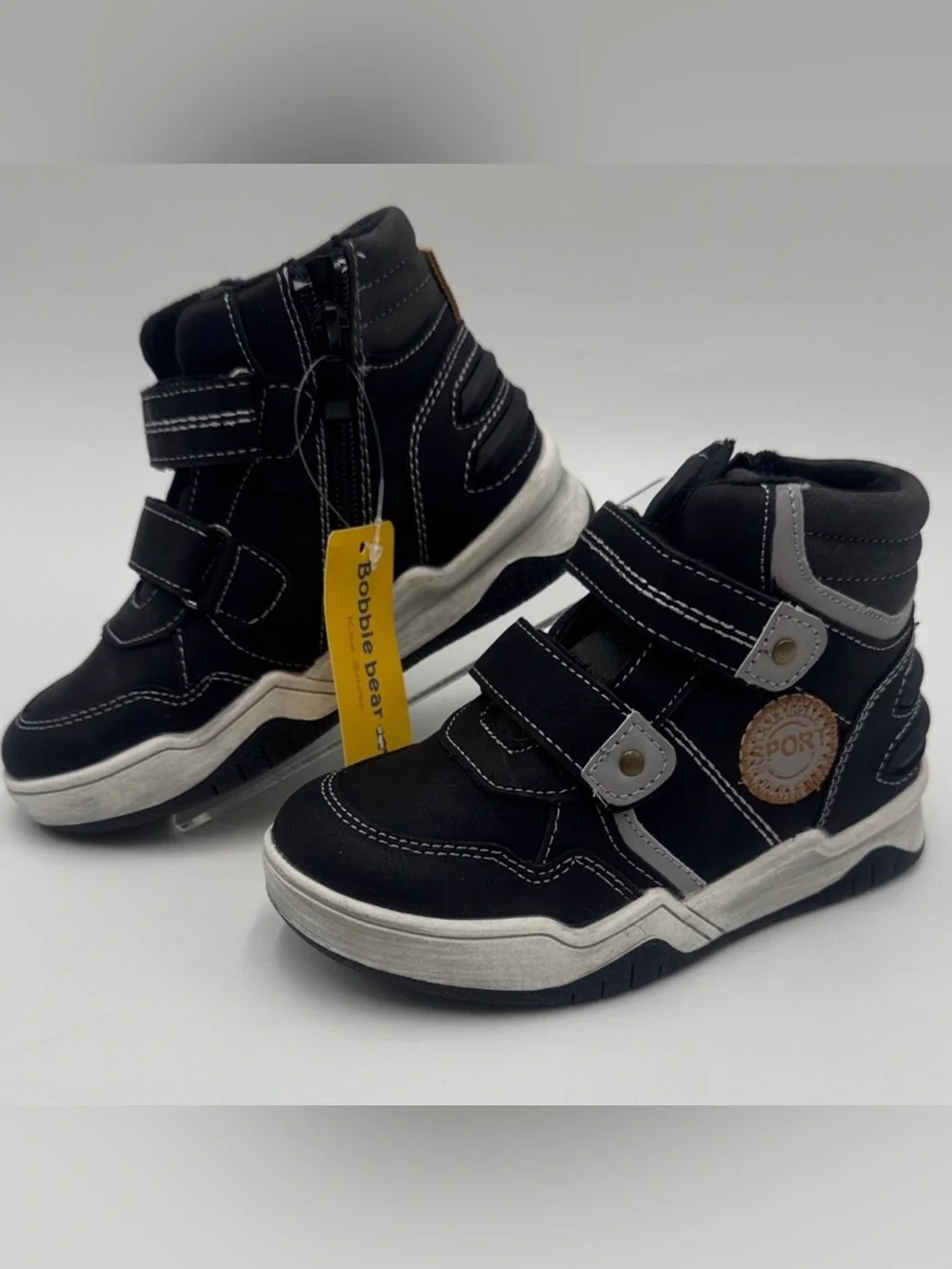 NWT Bobbie Bear Boys' High-Top Sneakers Black/ Gray Size EU 27 Kids